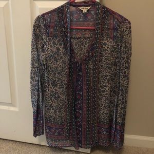 Lucky Brand sheer top with tie strings
